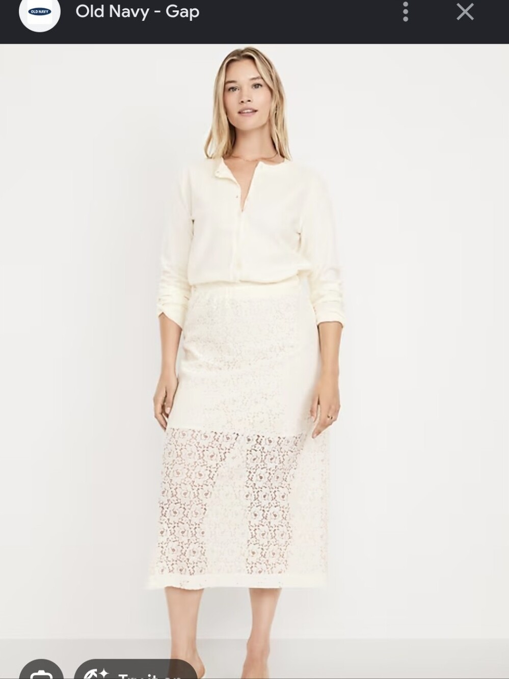 NWT Old Navy Ivory Lace Midi Skirt -size Xl - Picture 5 of 10